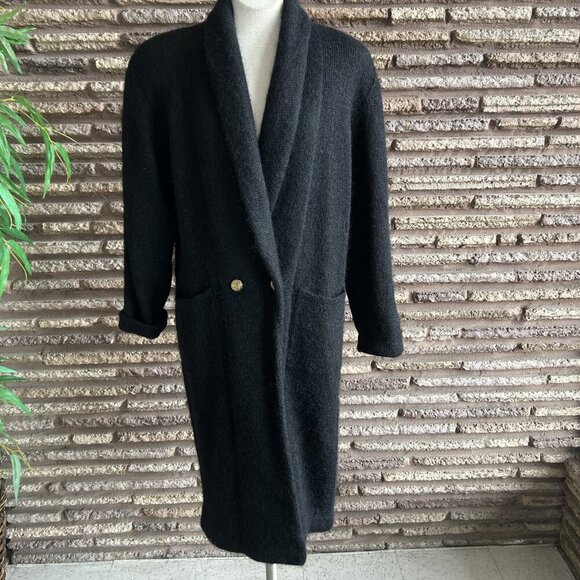IB Diffusion Black Wool Mohair Blend Sweater Coat Double Breasted Size Small - Picture 10 of 10